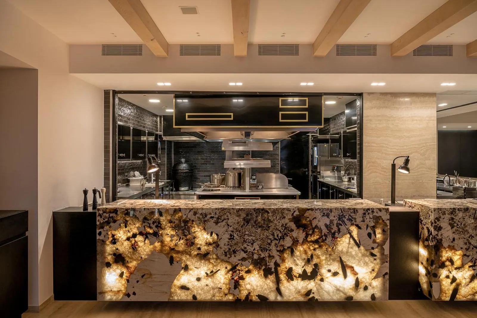 Modern kitchen bar with marble countertop