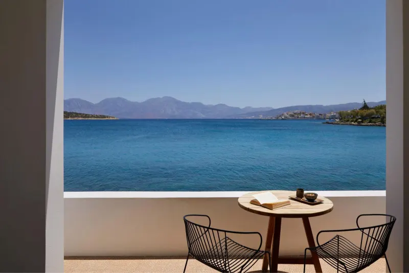 Balcony seating with panoramic sea view