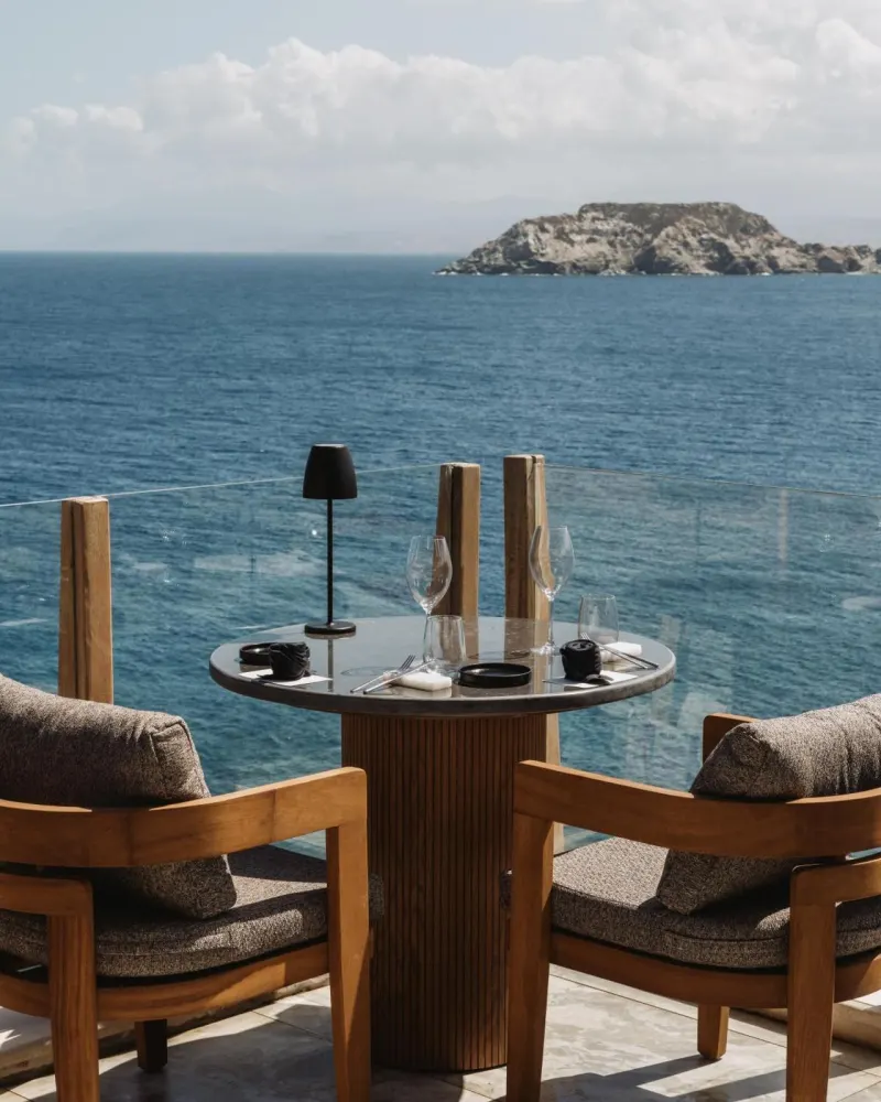 Table for two overlooking sea and island