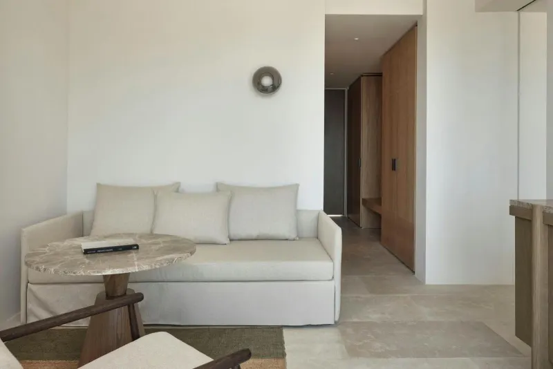 Living area with sofa and minimalist decor